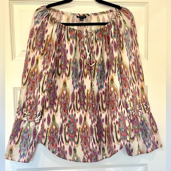 Etcetera Multicolor Women's Boho Top Blouse Cotton/Silk Blend Size 2 - Picture 1 of 7